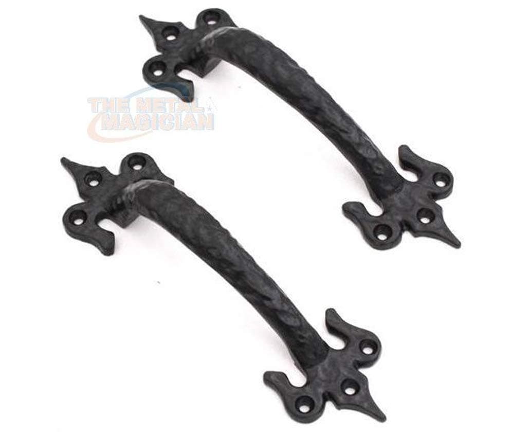 The Metal Magician 7" Cast Iron Gate Door Handle Pull/Utility Door Pull/Barn Door Handle Set of Two