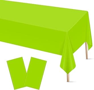 2 Pcs Lime Green Plastic Tablecloth for Rectangle Table, 54 × 108 inches Disposable Lime Green Party Table Covers for Birthday, Anniversary, Wedding, Fine Dining, Graduation Party Decoration