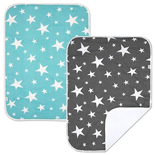 PEKITAS 2 Pack Waterproof Diaper Changing Pads Foldable Travel Friendly Soft Fabric 19.5 X 27.5 inches (Medium,0-1 Year),Stars Series