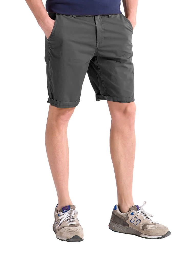 A Pagom Men's Basic Modern Slim Fit Chino Flat Front Shorts Charcoal Gray 33