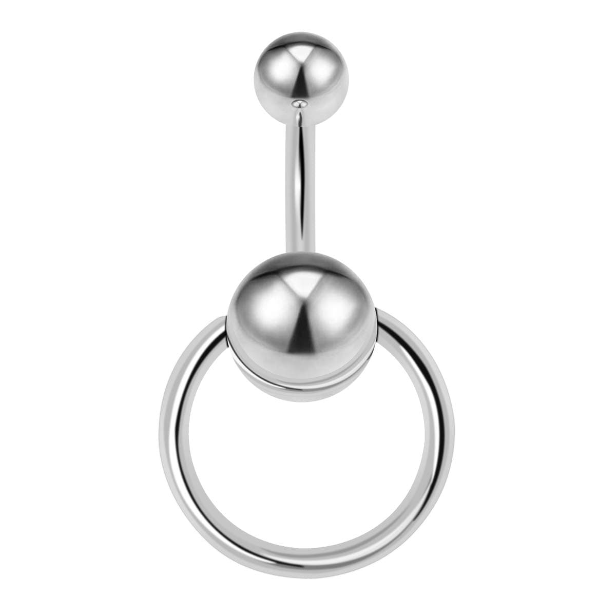 CrazyPiercing Door Knocker Stainless Steel Reverse Bar Belly Button Ring Piercing Navel Ring 14G 1/2"