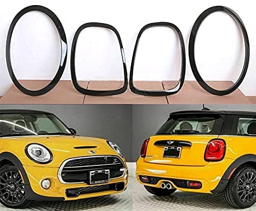 UNICUS GLOSS BLACK Headlight + Rear light Trim Covers Compatible with MINI Cooper F55 F56 F57 JCW
