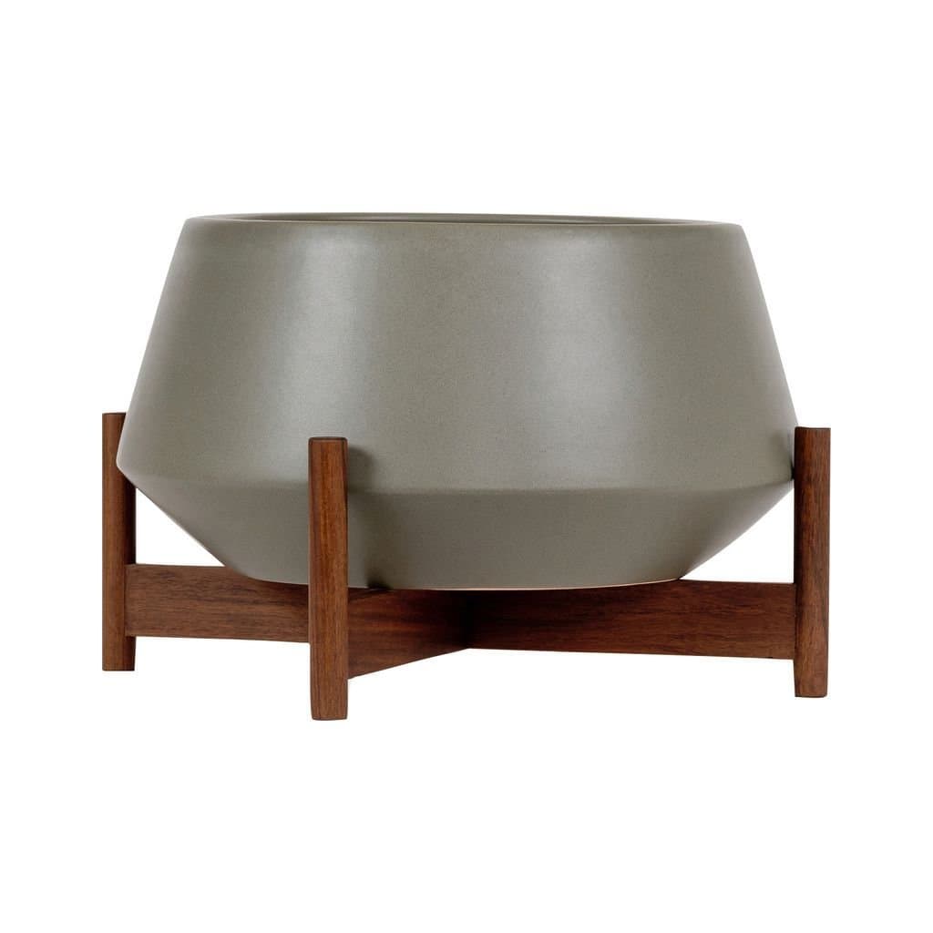 Ceramic Diamond Planter | Pebble/Wood Stand