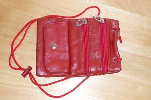 Soft Leather Neck ID/Passport Wallet/Holder . Red