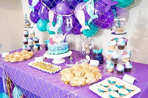 Natural Fish Net Party Decorations for Table with Seashells 6'7" x 4'11"