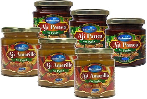 Belmont Aji Amarillo Paste & Aji Panca Paste Bundle (3-Count for Each Sauce) - 8 Oz Each