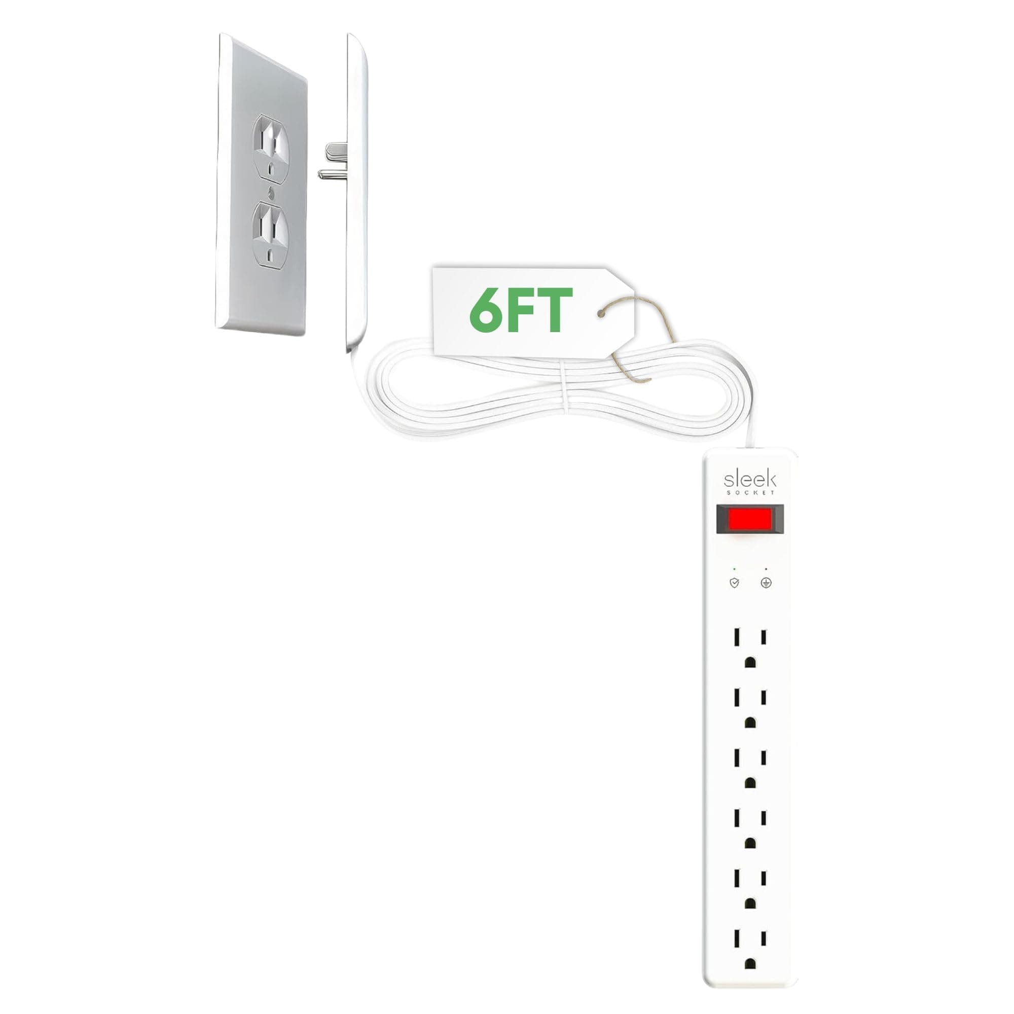 Original & Patented Ultra-Thin Outlet Concealer with Cord Concealer Kit, Flat Extension Cord with Multi Outlets Surge Protector Power Strip, Ideal for Home Office and Home Theater