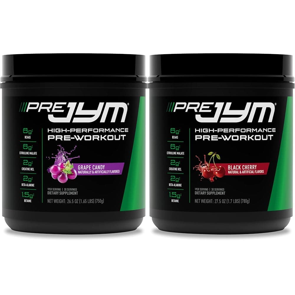 Pre JYM Grape Candy Pre Workout Powder 30 Servings & Black Cherry Flavor 30 Servings Bundle