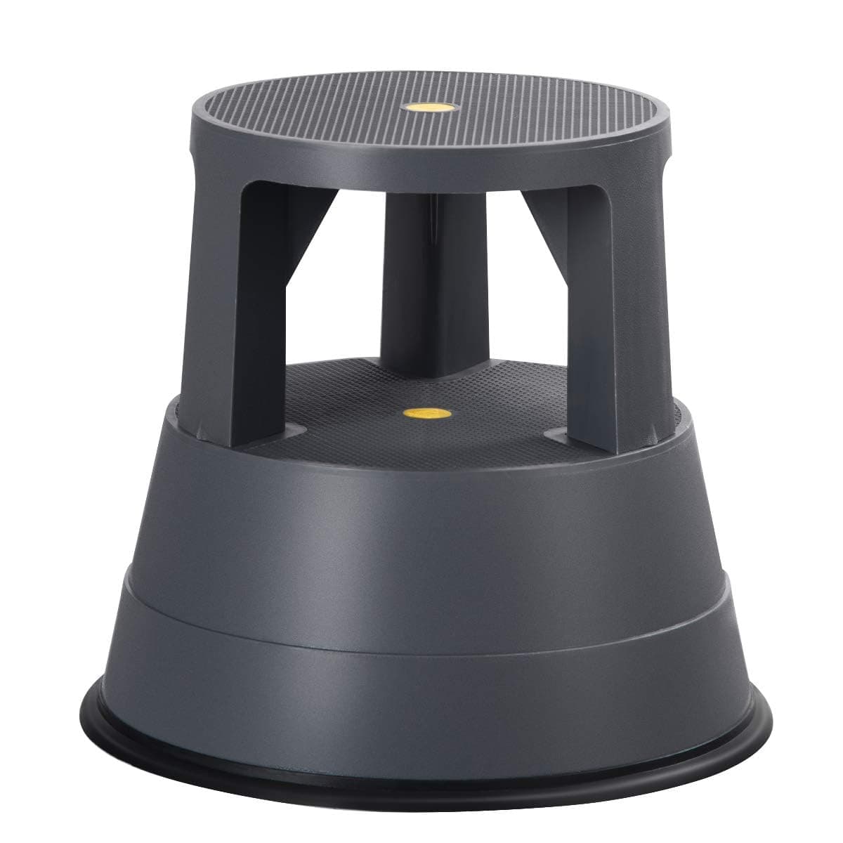 Rolling Step Stool, Round Rolling Stool with Wheels Max Load 350 lbs, Non-Slip & Locking Platform, Small Plastic Library Step Stools for Adults & Seniors, Ideal for Kitchen, Home Office, Garage