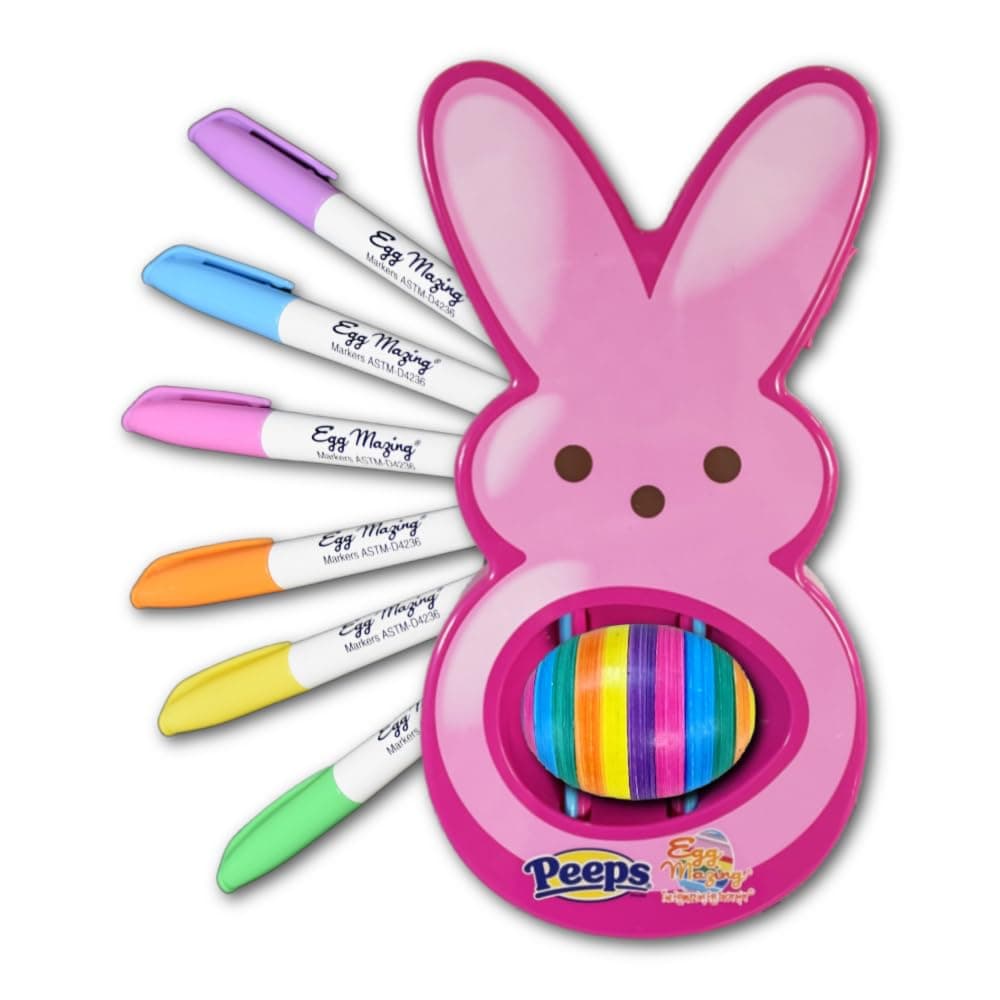 The Eggmazing Egg Decorator - Peeps Bunny - Arts and Craft Set Includes 6 Colorful Quick Drying, Non-Toxic Markers (Pink), Ages 3 and Up