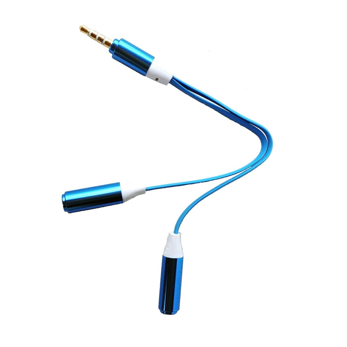Conwork 3.5mm 4-Pole Headphone / Earphone Stereo Jack Plug Extention Splitter Cable Male to 2 x 3.5mm Female For iPhone iPad ipod Mp3 Player Mobile Phones Laptop PC Headset Speakers (Blue)