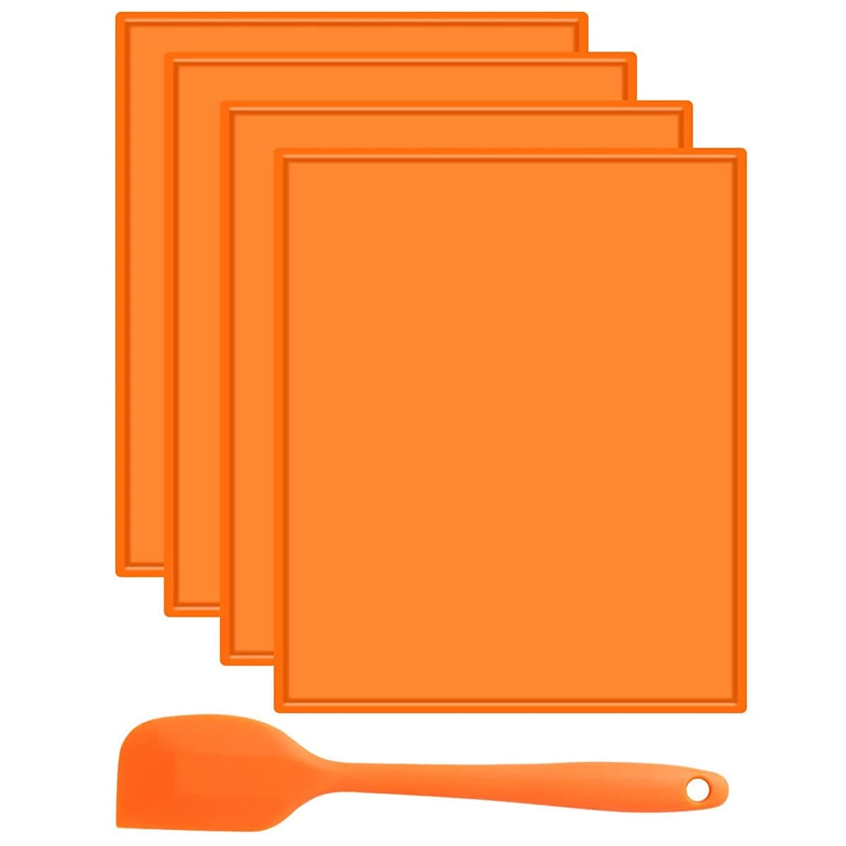 4 Pcs Silicone Dehydrator Mats with Non-Stick Edge, Multifunctional Dehydrator Trays Food Fruit Baking Mats with Silicone Scraper for Making