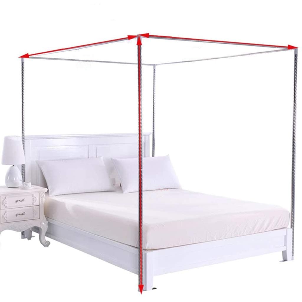 Obokidly Thinken 4 Corner Stainless Steel Bedding Canopy Frame Post Fit for Twin/Full/Queen/California King/King Size Metal Bed;Four Corner Bed Mosquito Netting Bracket (Twin)