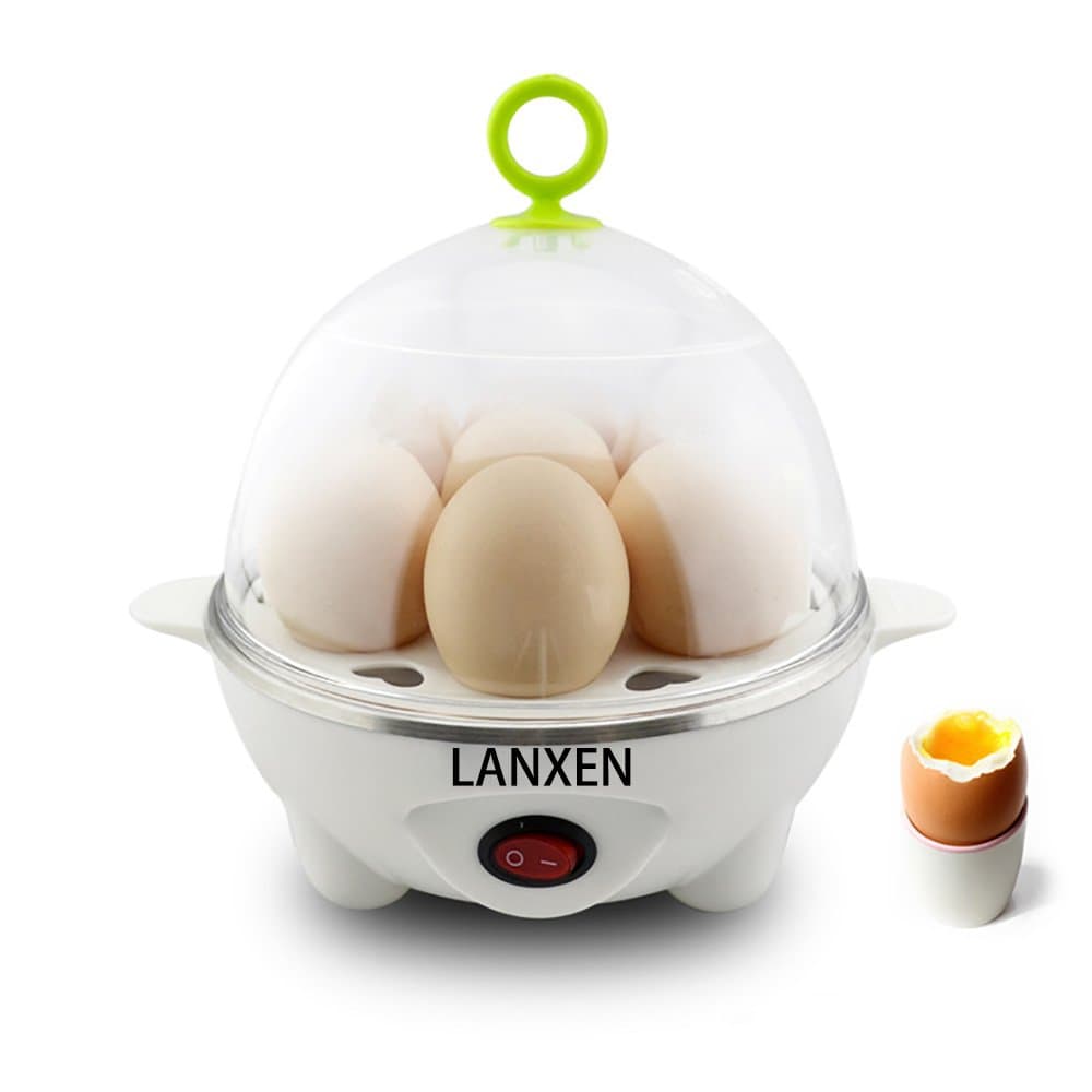 LANXEN Electric Egg Cooker Egg Cooker Rapid Egg Maker with 7 Egg Capacity, Removable Tray and Auto Shut Off Feature (white)
