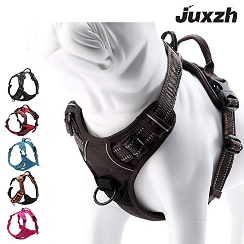 juxzh Truelove Soft Front Dog Harness .Best Reflective No Pull Harness with Handle and 2 Leash Attachments