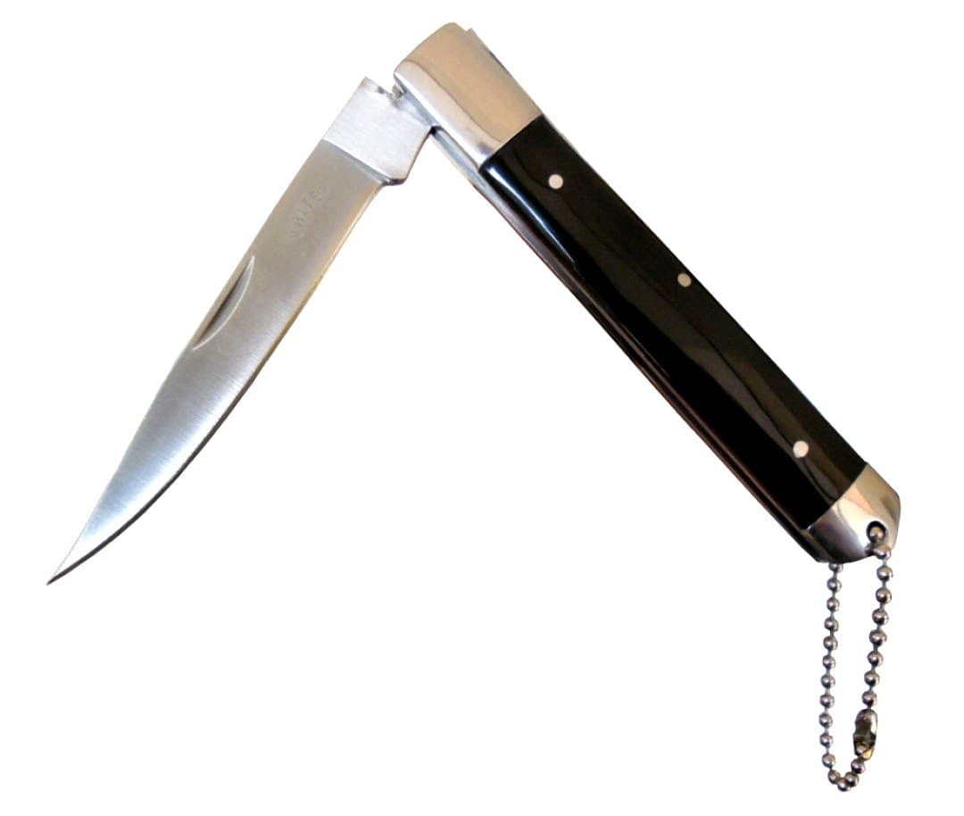 Valtev Folding Pocket Knife with Black Resin Handle and Quality Stainless Steel Blade, Includes a Sturdy Nylon Pouch