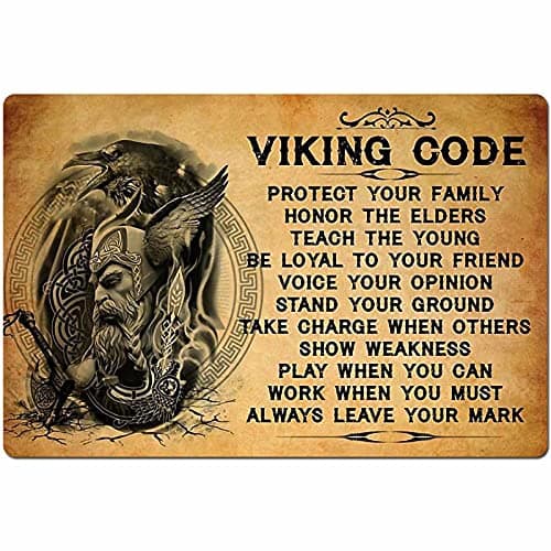 Viking Metal Tin Sign,Viking Code,Wall Decor for Home Bar Restaurant Cafe Pub Outdoor 8x12 Inch