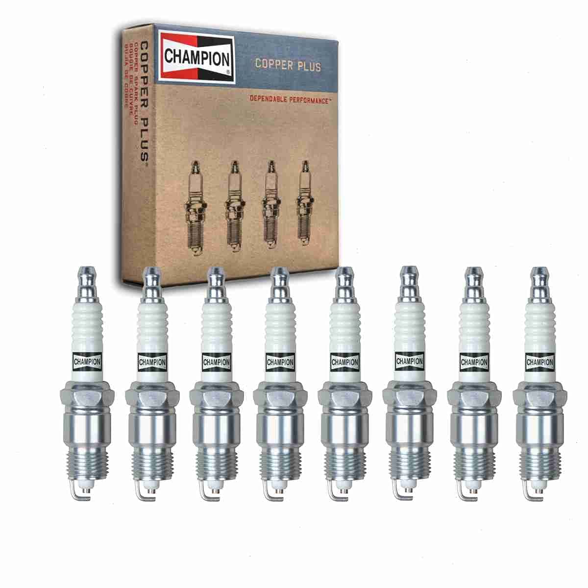 Sixity Auto 8 pc Champion Copper Plus Spark Plugs compatible with Ford F-150 5.0L 5.8L 7.5L V8 1975-1996