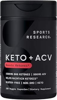 Keto Plus ACV Capsules - Diet Support with 500mg of Apple Cider Vinegar & 1500mg goBHB® Exogenous Ketones - Gluten Free & Keto Certified - 120 Veggie Capsules