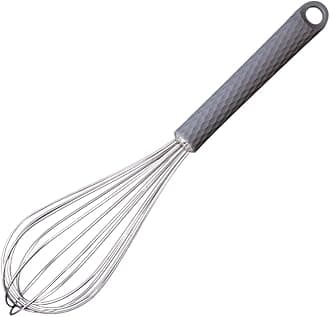 Stainless Steel Whisk Egg Beater Anti-slip Silicone Handle Comfortable Grip（11 Inch/Gray）