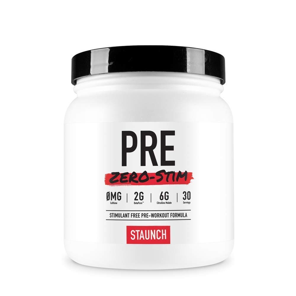 Staunch PRE Zero-Stim - 30 Servings, Peach Mango Pre-Workout Powder, No Stimulates. with Betapure, L-Citrulline, Vitamin B12 and More