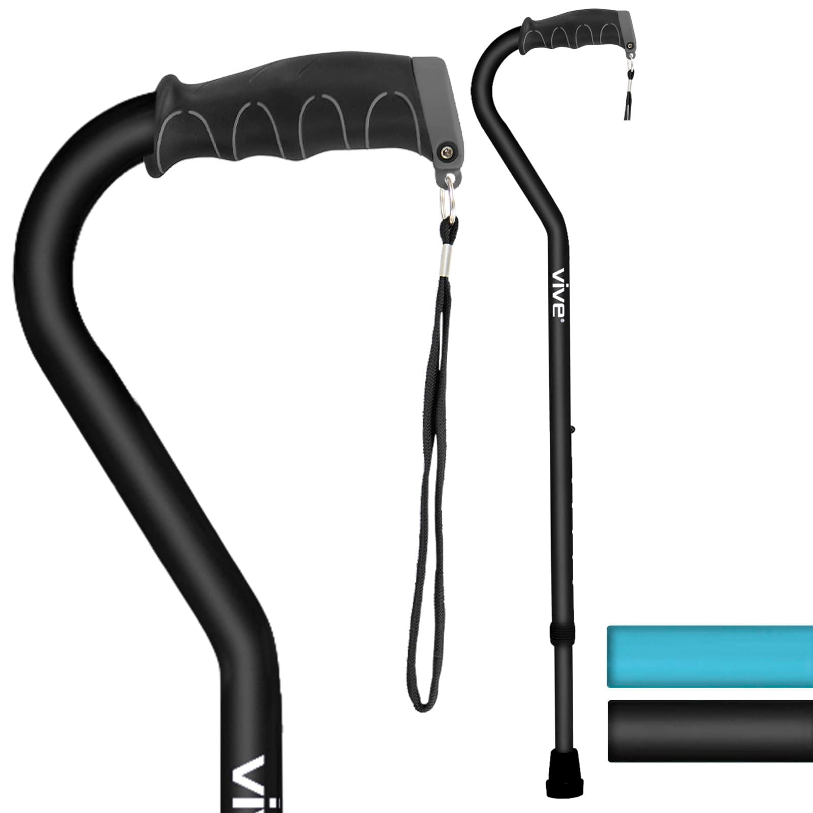 Vive Folding Cane - Walking Adjustable Stick for Women, Men - Offset Handle for Balance - Foldable Portable Collapsible Hand Balancing Mobility Aid - Lightweight, Heavy Duty, Comfortable Ergonomic