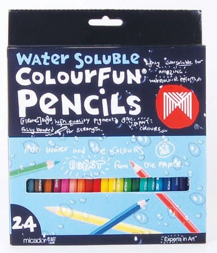 Micador Watersoluble Colourfun Pencils, 24 Pack