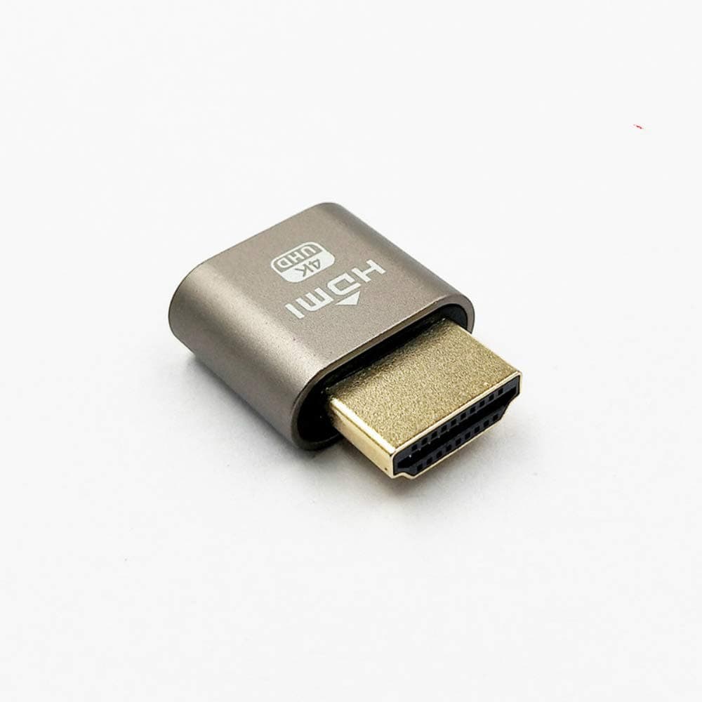 WBTUO 10 Pcs VGA Virtual Display Adapter HDMI 1.4 DDC EDID Dummy Plug Headless Ghost Display Emulator Video Card Lock Plate (Grey)