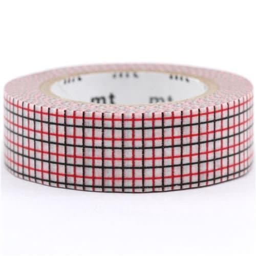 Masking Tape with Black, red & White Square Pattern