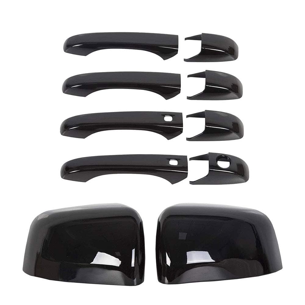 sportuli Black Mirror Covers +Door Handle Covers Replacement for 2011-2019 J-eep Grand Cherokee & D-odge Durango