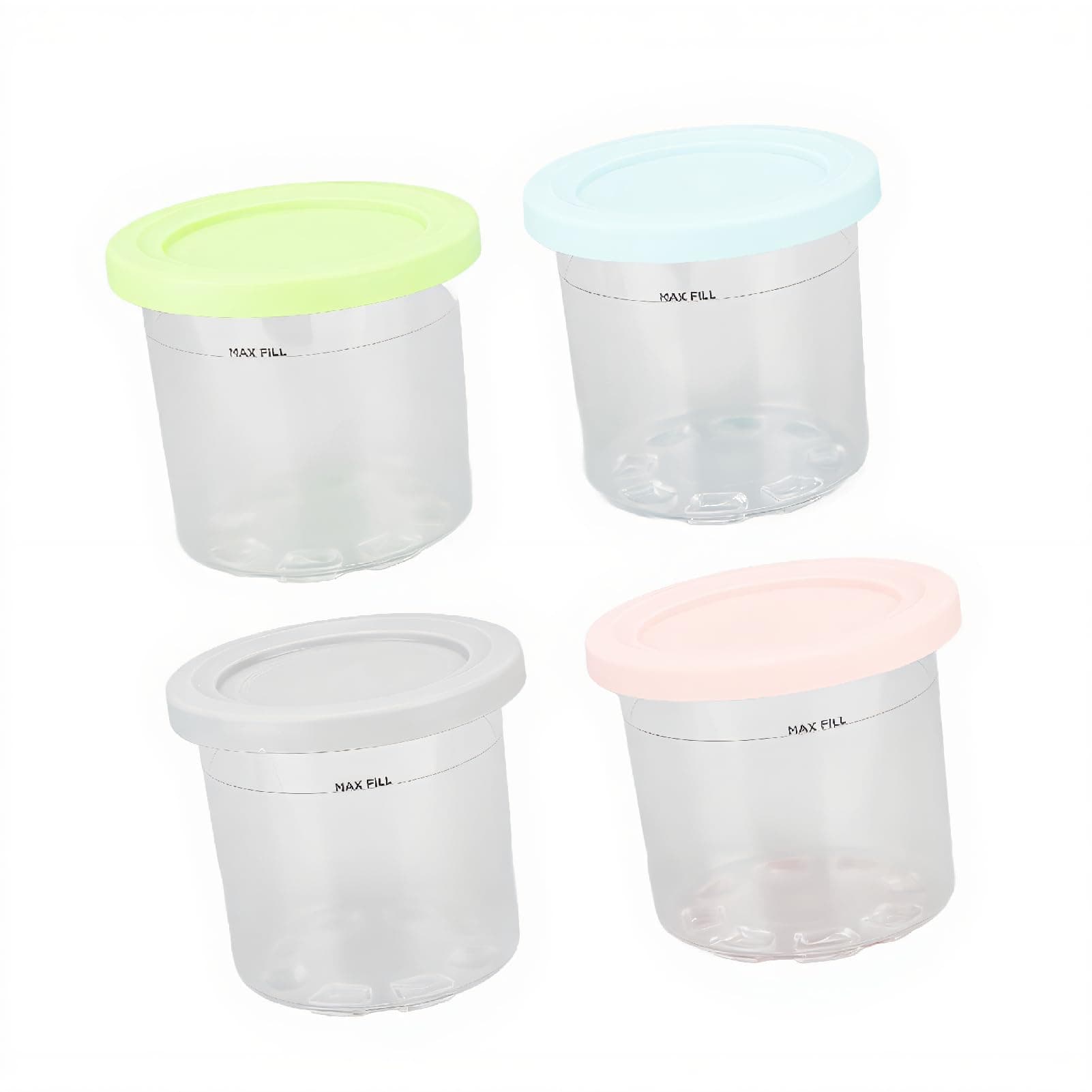 Jiawu Ice Cream Pint Container Replacement for Pints and Lids, 4 Pack, 20oz Cups Compatible with NC299AMZ & NC300s Series Ice Cream Maker, BPA, Dishwasher
