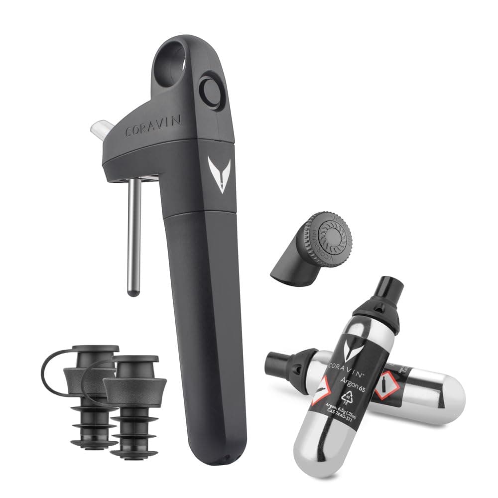 Pivot Plus Wine Preservation System - Preserve Wine for 4 Weeks - Pivot System, 1 Aerator Attachment, 2 Capsules, 2 Wine Bottle Stoppers & 1 Bottle Sleeve | Christmas Gifting