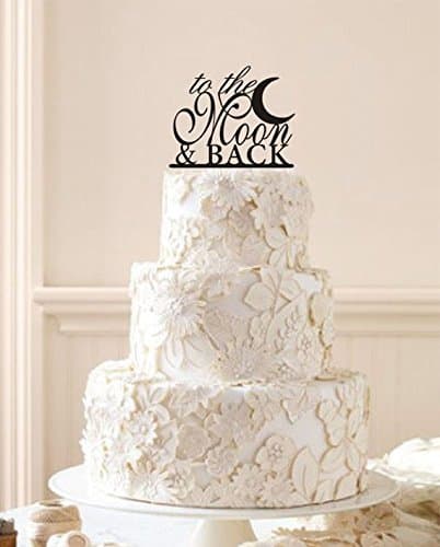 Personalized Cake Topper, to the Moon & Back Cake Topper, Half Moon Pose Cake Topper, Unique Cake Topper.