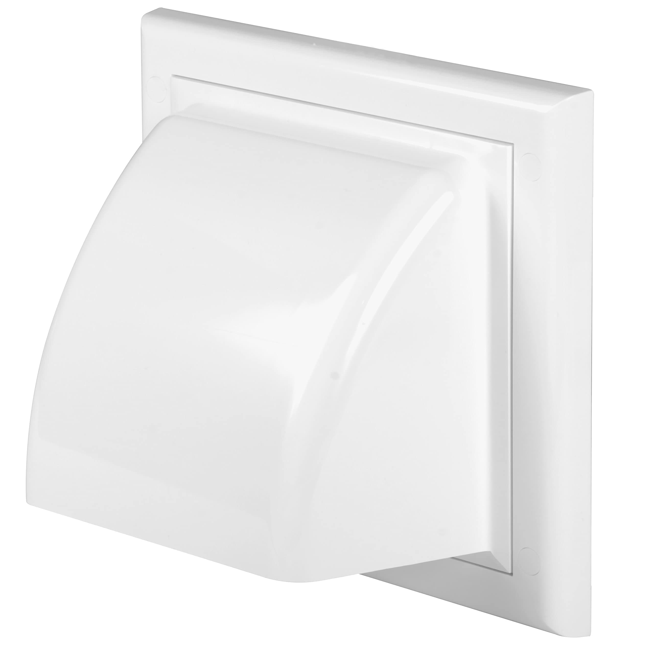4" Inch Wall Vent Cover with Backdraft Damper - White ABS Plastic Hood with Gravity Flap/Rain Guard - Weatherproof Exterior Exhaust Grille for Dryer Bathroom Kitchen Fans - Outdoor Air Outlet