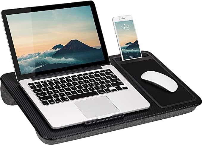 Ilaris Elevation Pro Lap Desk with Gel Wrist Rest, Mouse Pad, and Booster Cushion -Black Carbon - Fits up to 17.3 Inch Laptops - Style