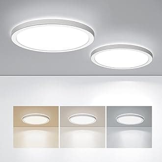 LED Flush Mount Ceiling Light, 9 Inch 18W 3000K/4000K/5000K Hardwire Light Fixture, Ultra Thin Round White Lamp for Kitchen Porch Bedroom Hallway Stairwell Basement, Non-dimmable 2 Pack