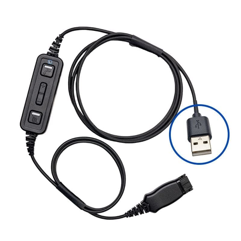 Leitner Quick Disconnect to USB-A Connector Cord with Call Control Works with PC and Mac