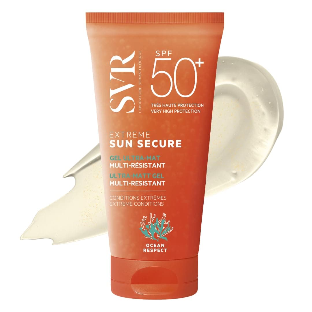 SVR SUN SECURE Extreme Sunscreen SPF 50, Dry-Touch Matte Finish, Highly Sweat, Friction & Water-Resistant Face Gel for Sports, Reef-Safe, 50ml
