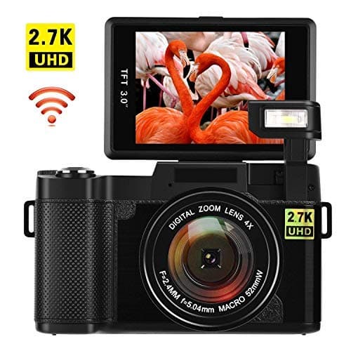 Vlogging Camera Digital Camera 24MP Ultra HD 2.7K WiFi YouTube Camera 3.0 Inch 180 Degree Rotation Flip Screen Camera Retractrable Flashlight (GI3)