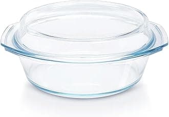 Borosil Glass Floral Oven and Microwave Safe Serving Bowl Casserole with Glass Lid, 2.5L, Transparent