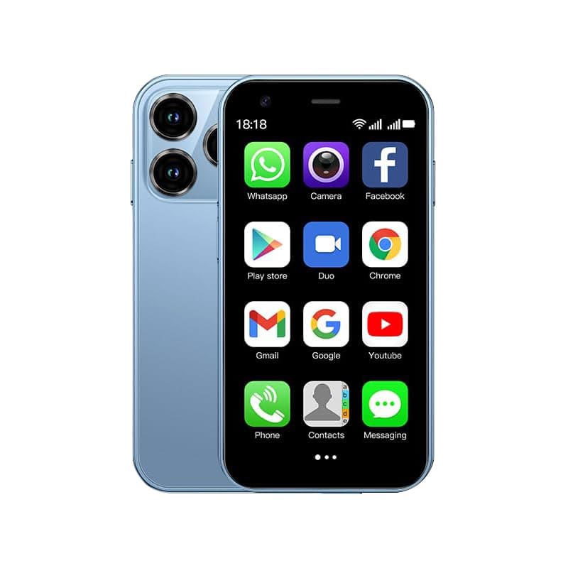 CatCalls Mini Phone 4G Unlocked 3.0'' Touch Screen Compact Mobile Phone for Kids & Students 2000mAh Battery Cell Phone with Dual SIM Quad Core Face ID//Bluetooth/GPS 3GB+32GB Memory (XS15-Blue)