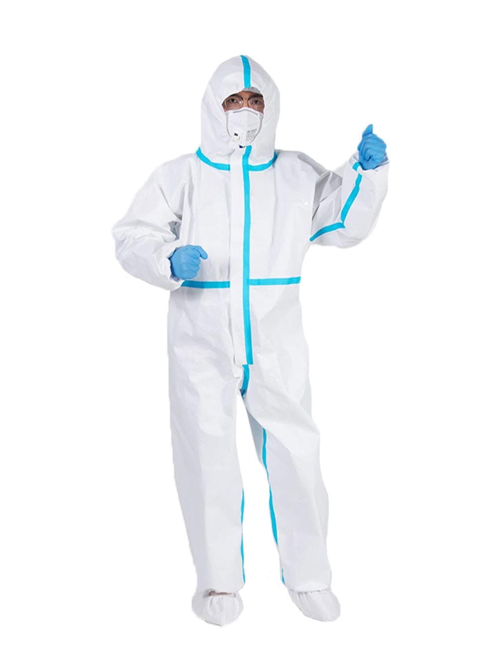 A clear skyA clear sky Disposable Protective Coverall Suit, Full Body Protective from Hazmat and Contamination, Non-Woven Clothing, Dustproof Purification Fabric Isolated Clothing Hood Coverall Suit (XXL/180CM)