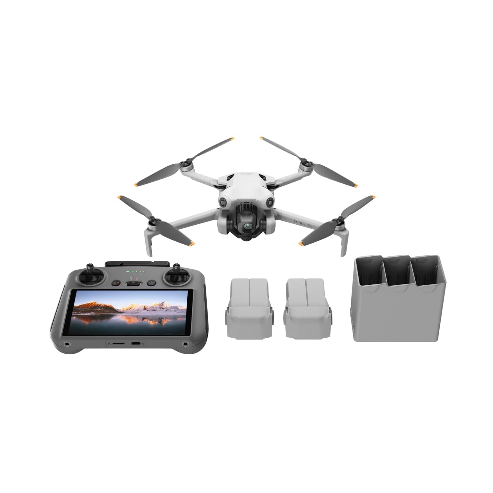 DJI Mini 4 Pro Pack Fly More Plus with DJI RC 2 (Remote Control with Screen), 4K HDR Video Camera for Adults, with 2 Extra Smart Flight Batteries for 45 Min Flight Time