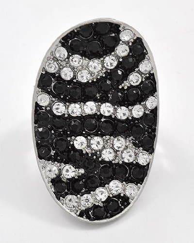 Zebra Bling Crystal & Rhinestone Size Free Adjustable Ring by Jersey Bling