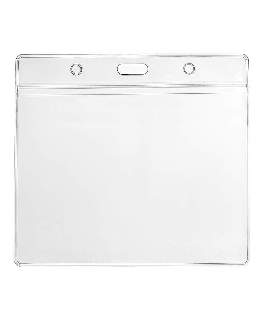 CKB Ltd 10x Conference Extra Large Horizontal Clear ID Badge Card Plastic Pocket Holder Pouchs 118mm x 110mm / Holds a Card 115mm x 95mm