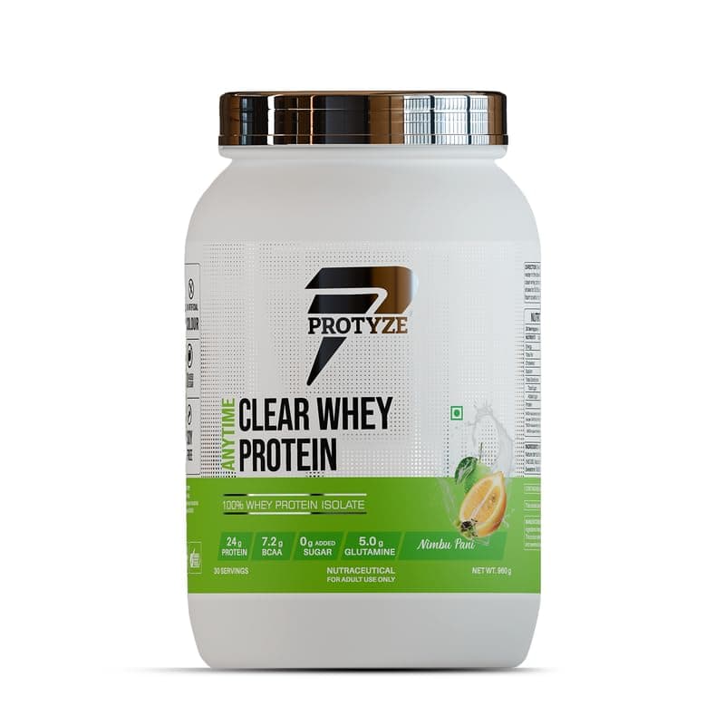 - Anytime Clear Whey Protein Isolate 960gm | 24g Protein Per Scoop | Nimbu Pani, 30 Servings | ISO & HACCP Certified | Lean Muscle Growth, Easy Digestion & Refreshing