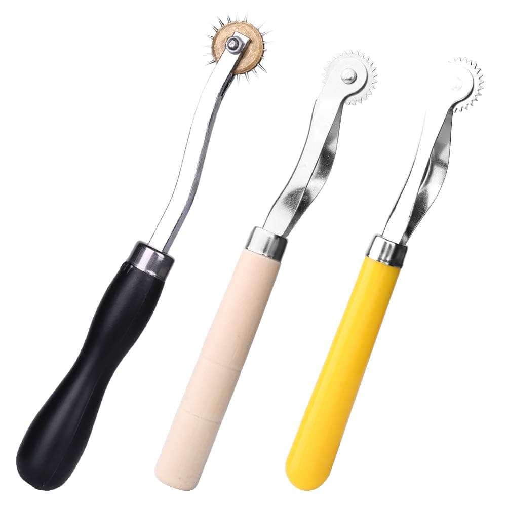 LUNARM 3 Pcs Tracing Wheel Sewing Tool, Needle Point Tracing Wheel, Random Color Tracing Wheel Sewing Tool, Stitching Wheel Tool for Leathercraft, Professional Stitch Marking Spacer