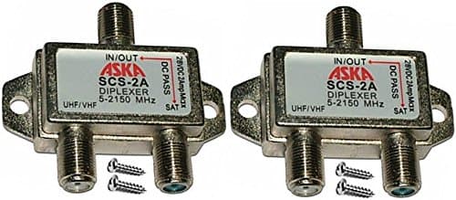 ASKA Two Heavy Duty Diplexer 2 Way Splitters for Satellite Cable TV Dish