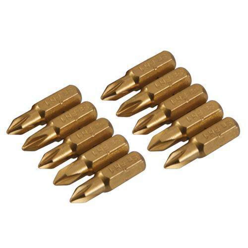Silverline 934108 Phillips Gold Screwdriver Bits Number 1 - Pack of 10