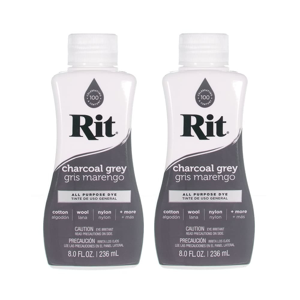 Dye Multi-Purpose Liquid 8 OZ. | Great for Clothing, Accessories, Décor, and Much More | 2-Pack, Chacoal Gray